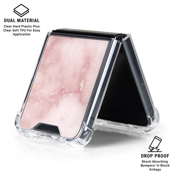 Blush Marble Galaxy Z Flip7 Clear Case