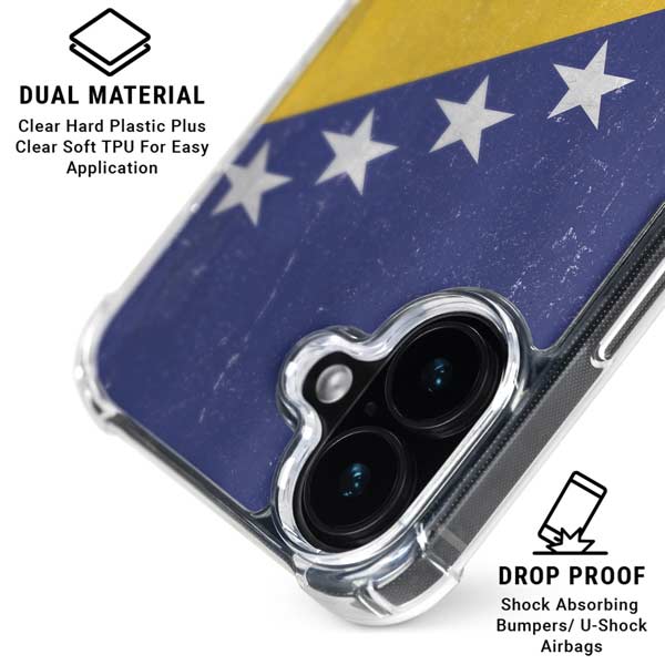 Bosnia and Herzegovina Flag Distressed iPhone 17 Clear Case