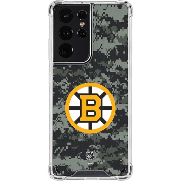 NHL Boston Bruins Camo Galaxy S21 Ultra 5G Clear Case