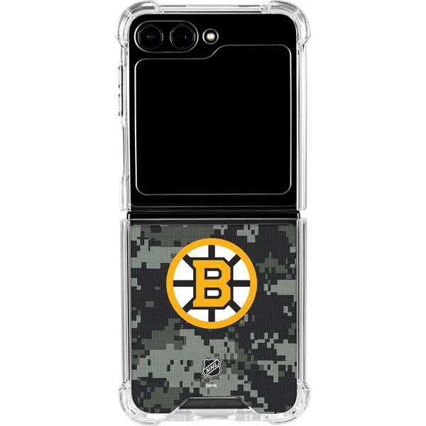 NHL Boston Bruins Camo Galaxy Z Flip6 Clear Case