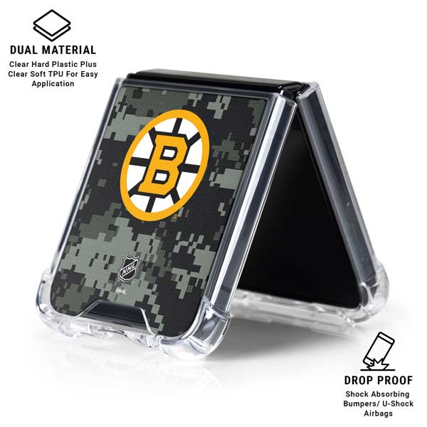 NHL Boston Bruins Camo Galaxy Z Flip6 Clear Case