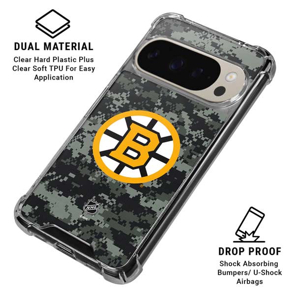 NHL Boston Bruins Camo Google Pixel 9 Pro XL Clear Case