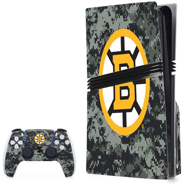 NHL Boston Bruins Camo PS5 Pro Disk Bundle  Skin