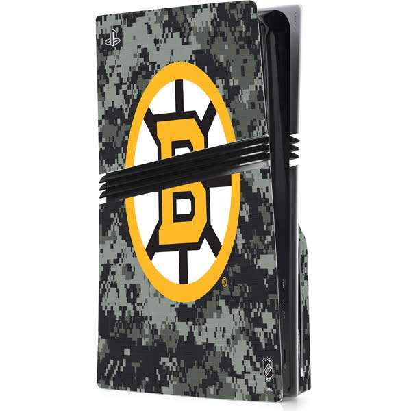 NHL Boston Bruins Camo PS5 Pro Disk Console Skin