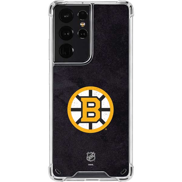 NHL Boston Bruins Distressed Galaxy S21 Ultra 5G Clear Case