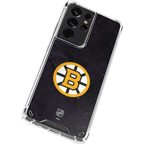 NHL Boston Bruins Distressed Galaxy S21 Ultra 5G Clear Case