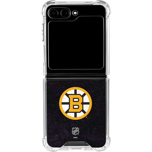 NHL Boston Bruins Distressed Galaxy Z Flip6 Clear Case