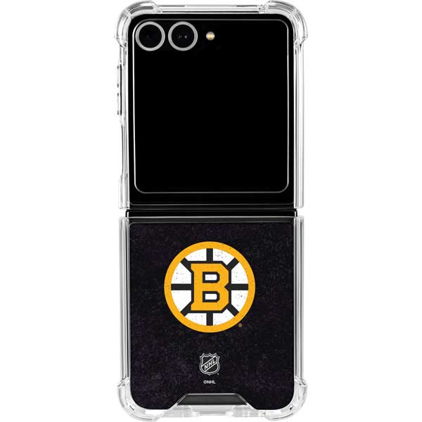 NHL Boston Bruins Distressed Galaxy Z Flip7 Clear Case