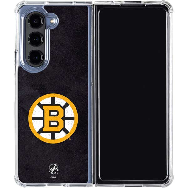 NHL Boston Bruins Distressed Galaxy Z Fold5 5G Clear Case