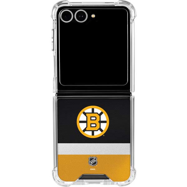 NHL Boston Bruins Jersey Galaxy Z Flip7 Clear Case