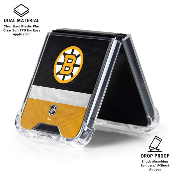 NHL Boston Bruins Jersey Galaxy Z Flip7 Clear Case
