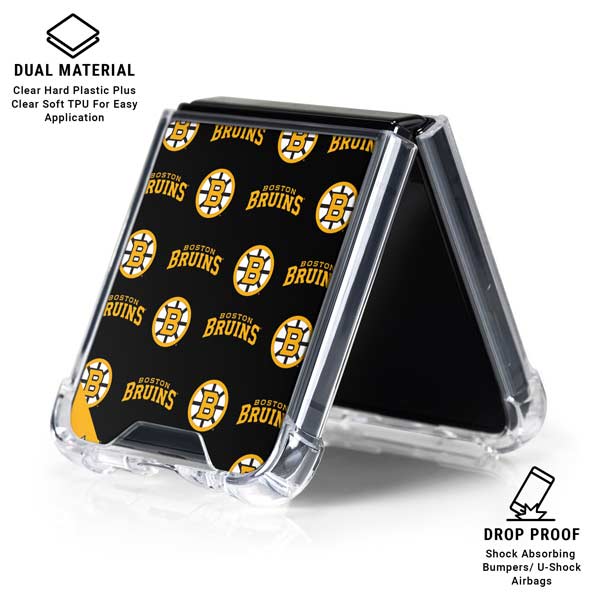 NHL Boston Bruins Pattern Galaxy Z Flip6 Clear Case