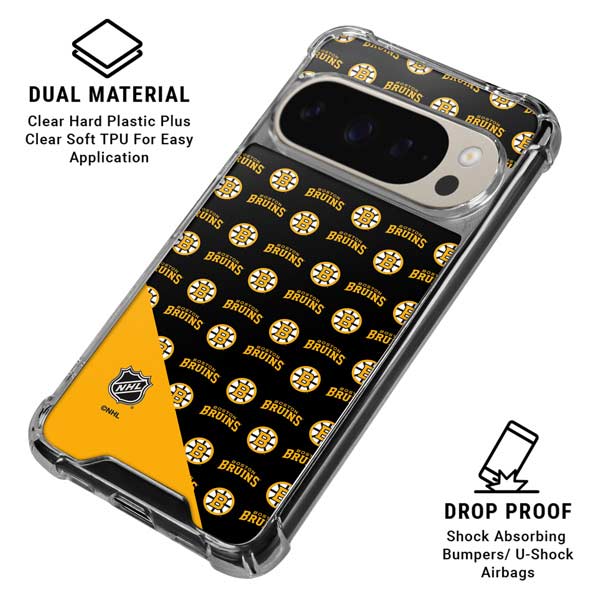 NHL Boston Bruins Pattern Google Pixel 9 Pro XL Clear Case