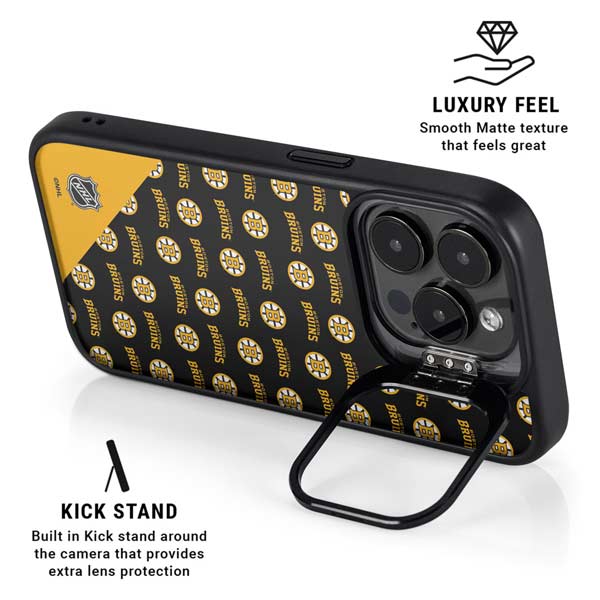 NHL Boston Bruins Pattern iPhone 14 Pro Max Kickstand Case