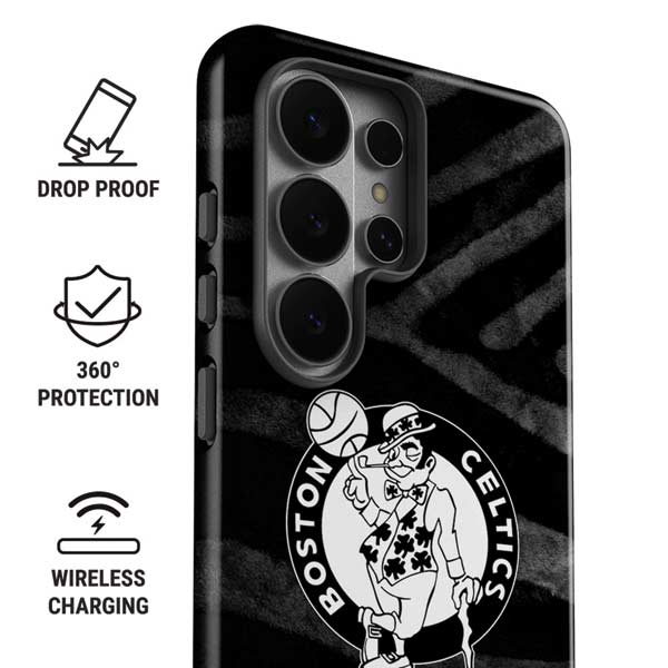 NBA Boston Celtics Black Animal Print Galaxy S26 Ultra Impact Case