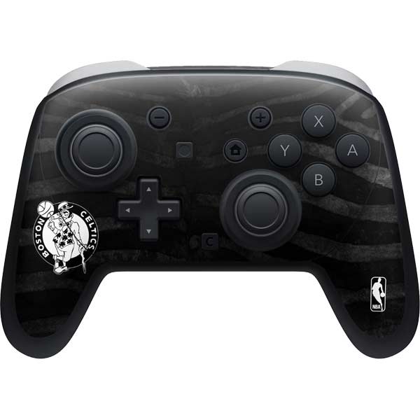 NBA Boston Celtics Black Animal Print Nintendo Switch 2 (2025) Pro Controller Skin