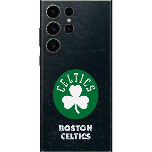 NBA Boston Celtics Black Secondary Logo Galaxy Skins