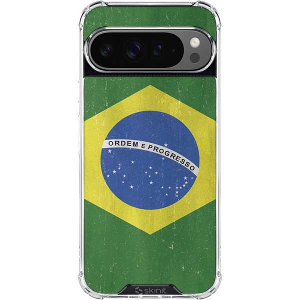 Brazil Flag Distressed Google Pixel 10 Pro XL Clear Case