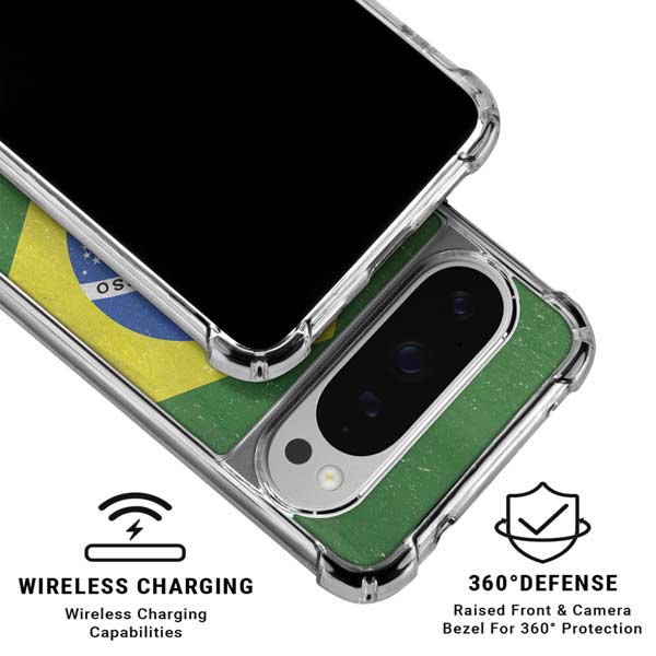 Brazil Flag Distressed Google Pixel 10 Pro XL Clear Case