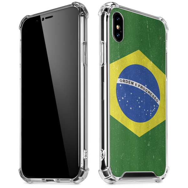 Brazil Flag Distressed iPhone X/XS Clear Case