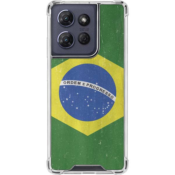 Brazil Flag Distressed Moto G Play 5G (2025) Clear Case