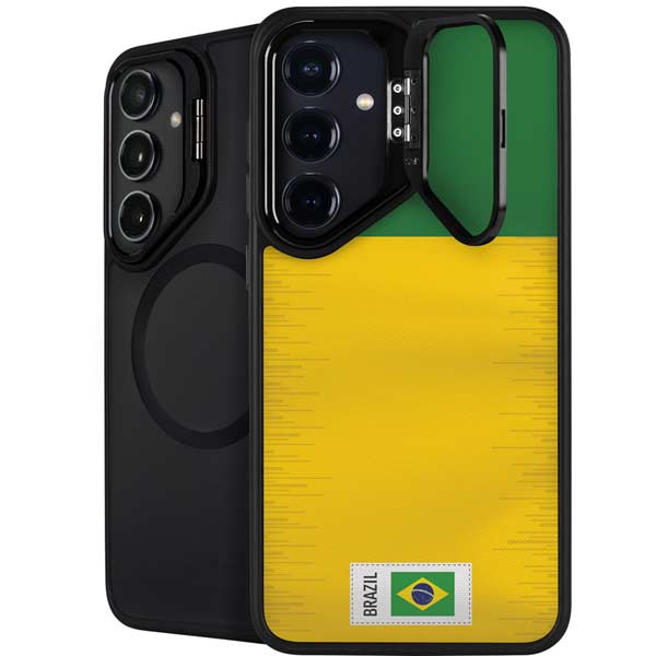 Brazil Soccer Flag Galaxy S26 Plus Kickstand Case