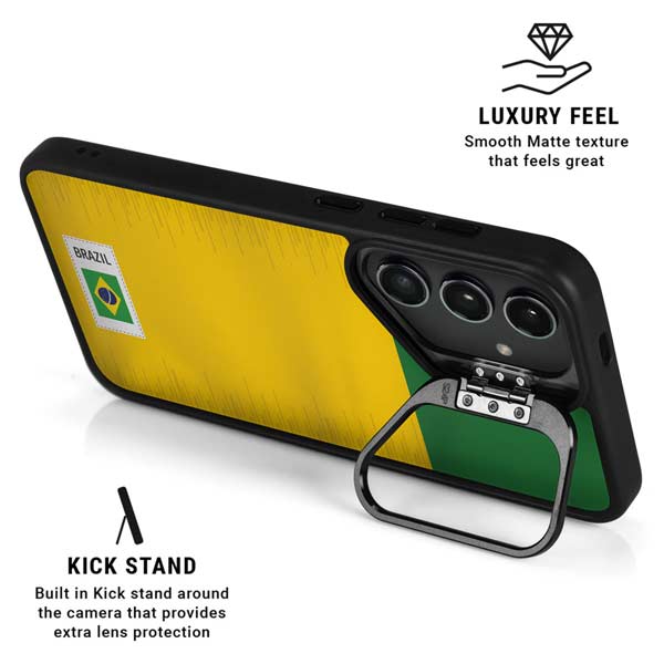 Brazil Soccer Flag Galaxy S26 Plus Kickstand Case
