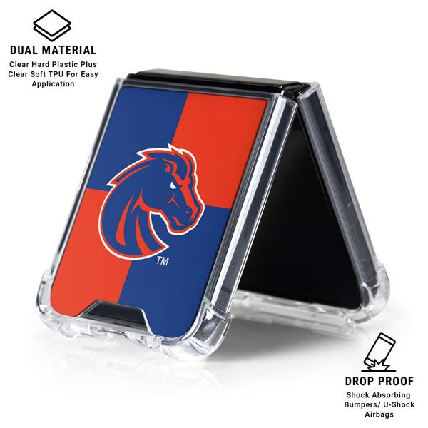 Boise State University Broncos Checkered Galaxy Z Flip7 Clear Case