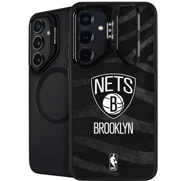 NBA Brooklyn Nets Black Animal Print Galaxy S26 Plus Kickstand Case