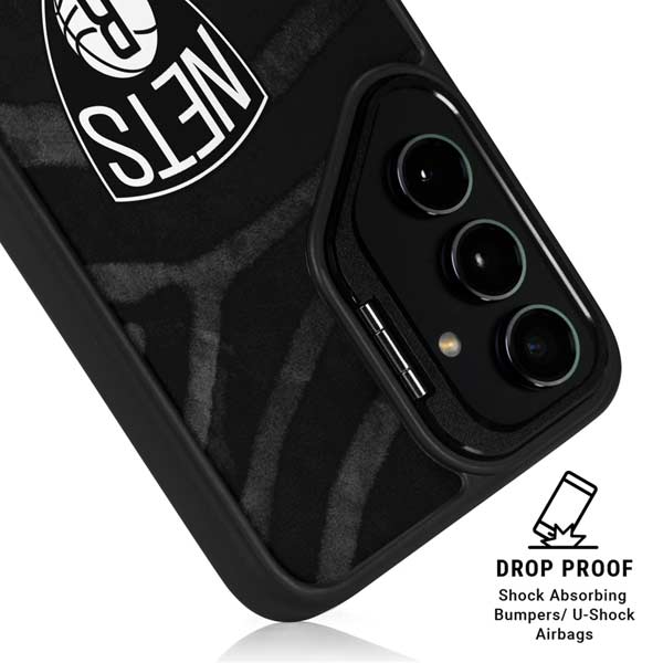 NBA Brooklyn Nets Black Animal Print Galaxy S26 Plus Kickstand Case