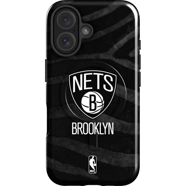 NBA Brooklyn Nets Black Animal Print iPhone 16 Magsafe Impact Case