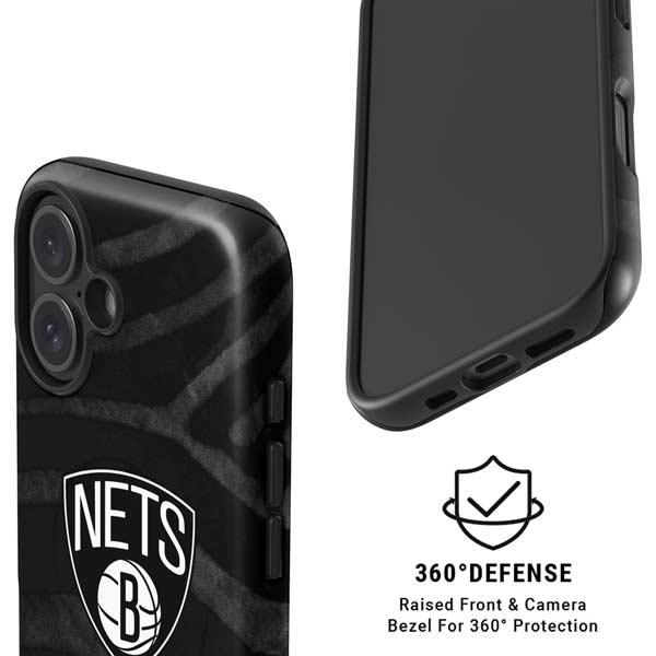 NBA Brooklyn Nets Black Animal Print iPhone 16 Magsafe Impact Case