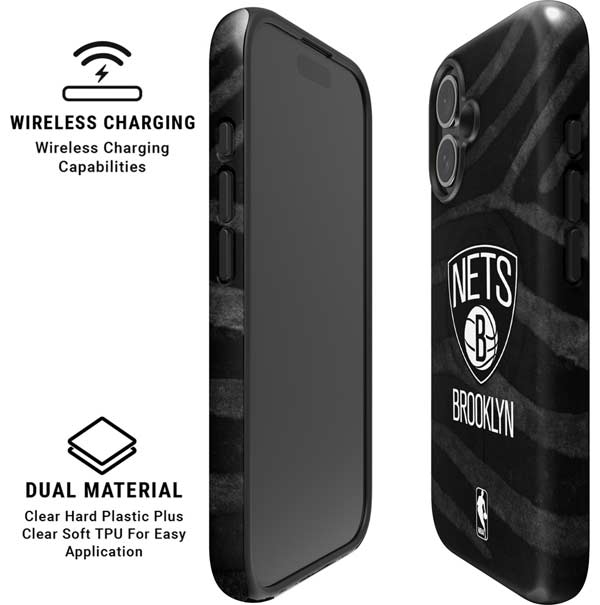 NBA Brooklyn Nets Black Animal Print iPhone 16 Magsafe Impact Case