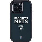 NBA Brooklyn Nets Standard - Black Otterbox Defender iPhone Skin