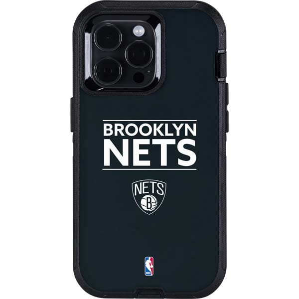 NBA Brooklyn Nets Standard - Black Otterbox Defender iPhone Skin