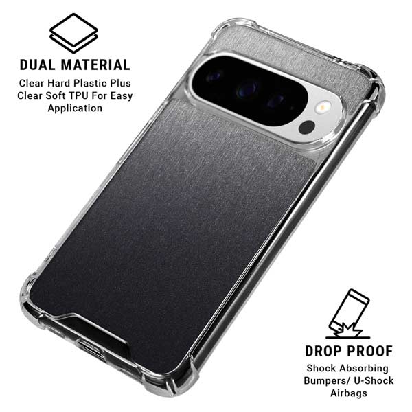 Brushed Steel Texture Google Pixel 10 Pro Clear Case
