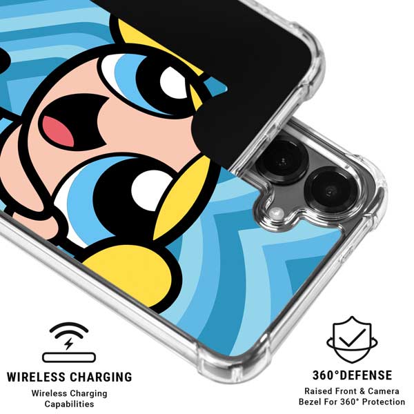 Cartoon Network Powerpuff Girls Bubbles Blue Hearts Galaxy S26 Clear Case