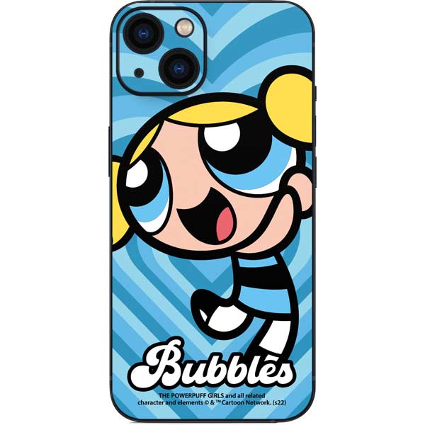 Cartoon Network Powerpuff Girls Bubbles Blue Hearts iPhone 15 Skin
