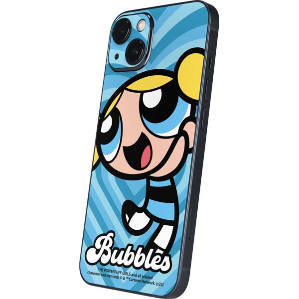 Cartoon Network Powerpuff Girls Bubbles Blue Hearts iPhone 15 Skin