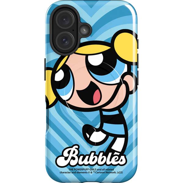 Cartoon Network Powerpuff Girls Bubbles Blue Hearts iPhone 16 Magsafe Impact Case