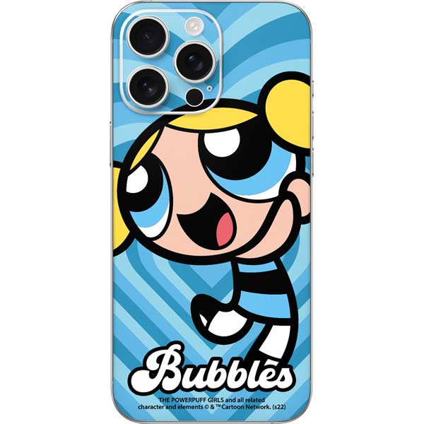 iPhone 16 Pro Max Cartoon Network Powerpuff Girls Bubbles Blue Hearts Skin  | Decals | Wraps