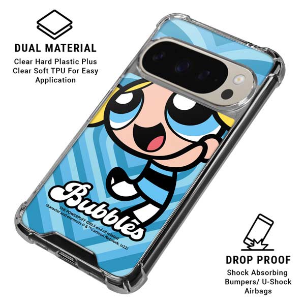 Cartoon Network Powerpuff Girls Bubbles Blue Hearts Pixel 9 Pro XL Clear Case