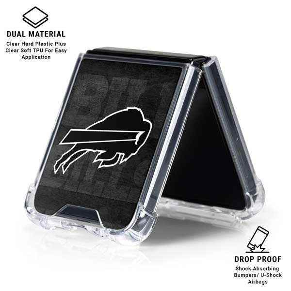 NFL Buffalo Bills Black & White Galaxy Z Flip7 Clear Case