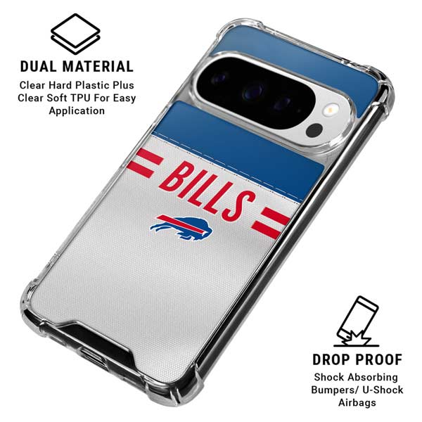 NFL Buffalo Bills White Striped Google Pixel 10 Pro XL Clear Case