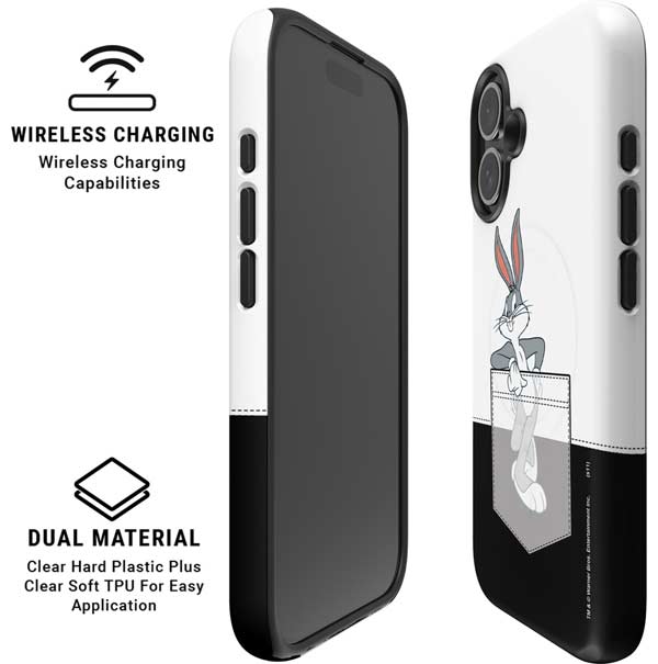Looney Tunes Bugs Bunny Black White iPhone 16 Magsafe Impact Case