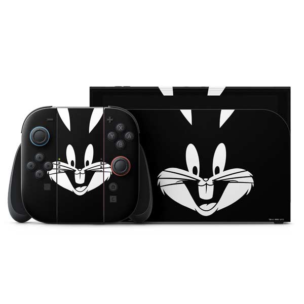 Looney Tunes Bugs Bunny Plain Black and White Nintendo Switch 2 (2025) with Joy-Con Skin