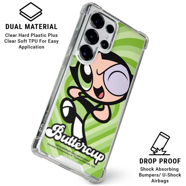 Cartoon Network Powerpuff Girls Buttercup Green Hearts Galaxy S25 Ultra Clear Case