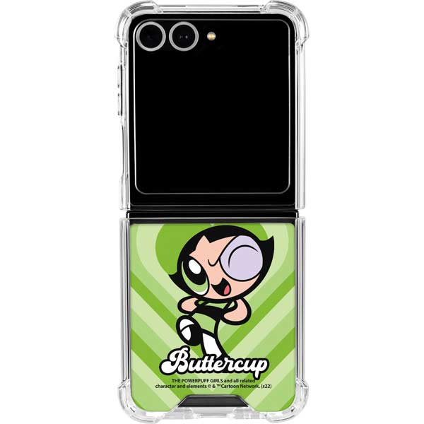 Cartoon Network Powerpuff Girls Buttercup Green Hearts Galaxy Z Flip7 Clear Case