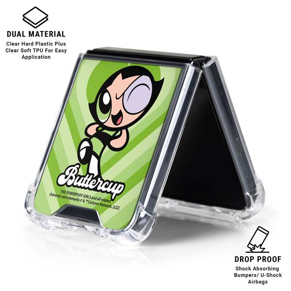 Cartoon Network Powerpuff Girls Buttercup Green Hearts Galaxy Z Flip7 Clear Case
