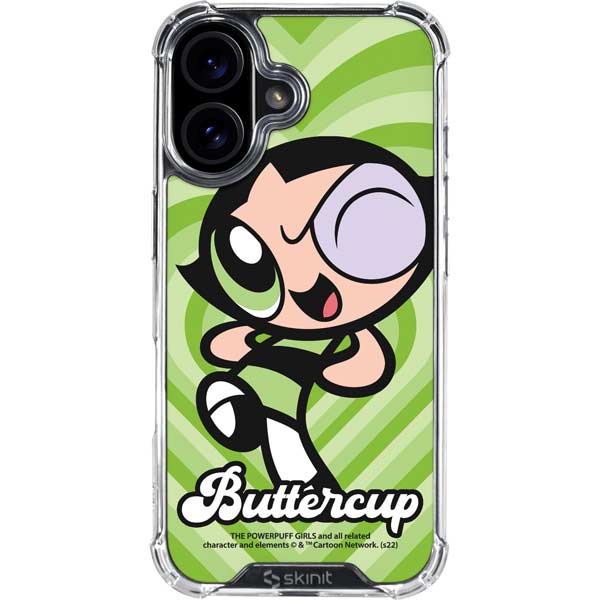 Cartoon Network Powerpuff Girls Buttercup Green Hearts iPhone 16 Plus Clear Case
